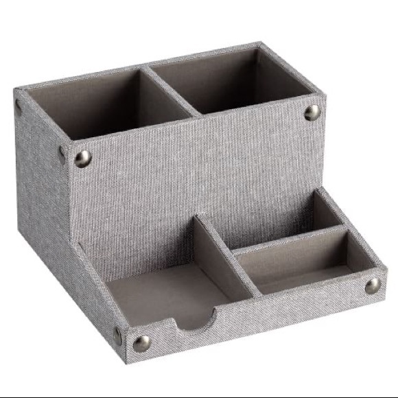 New Pottery Barn Grey Blythe Linen Desk Accessories, Small Organizer - Picture 4 of 4